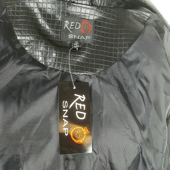 NWT Plus Size Faux Leather & Knit Moto Jacket - Picture 7 of 7